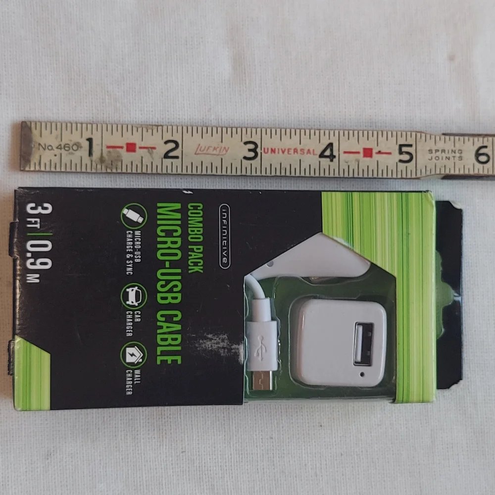 Combo Pack Micro USB Cable, Car Charger and Wall Charger New, Unused